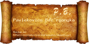 Pavlekovics Bársonyka névjegykártya